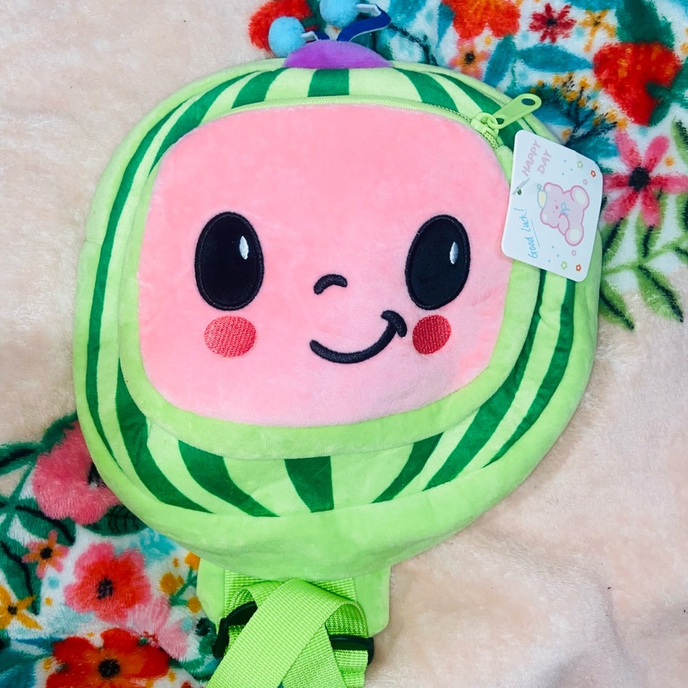 Cocomelon Cute Green and Pink Plush Backpack